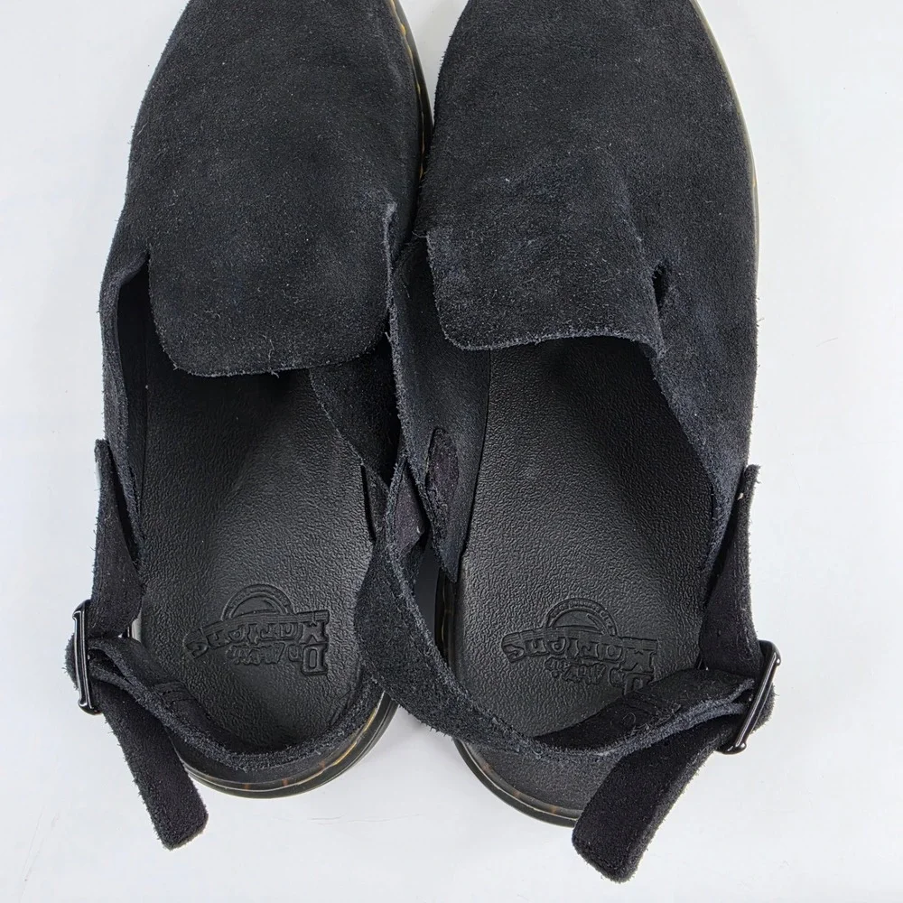 Dr. Martens Carlson Black Suede Lusso Mules Sandals Men 11 Women 12 Buckle Strap